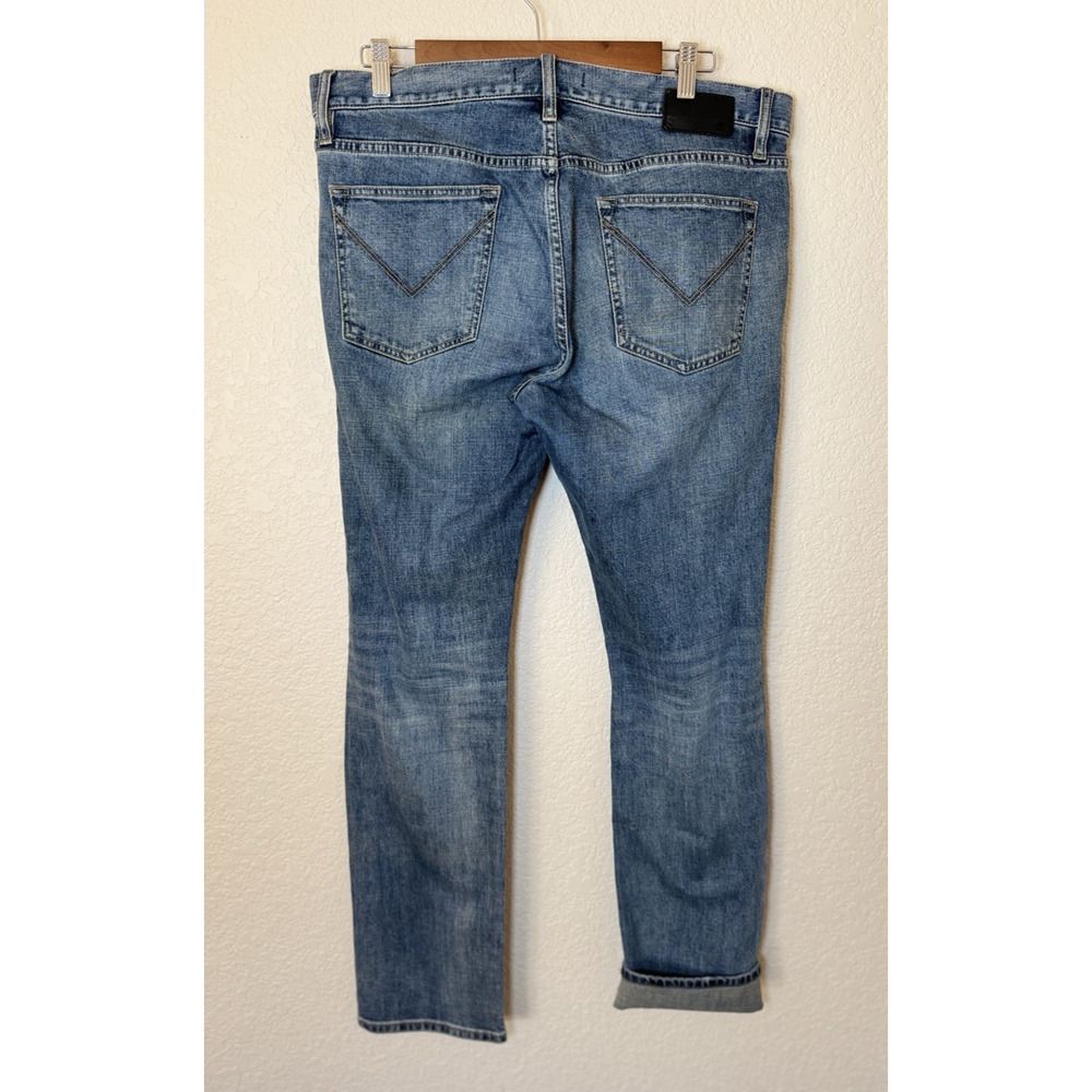 John Varvatos Mens Bowery Jeans Slim Straight 34 Stretch Denim Washed Blue USA - Picture 3 of 15